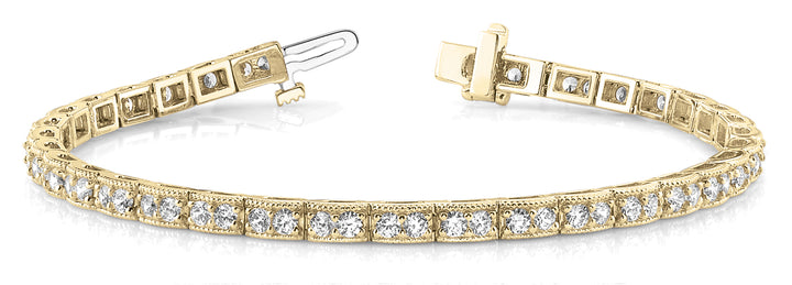 18K Yellow Gold 2 ct tw Vintage Diamond Bracelet