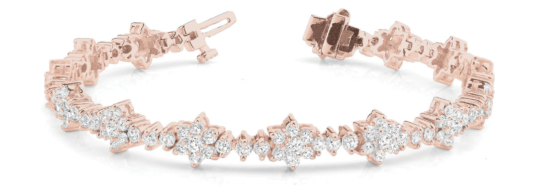 14K Rose Gold Multi-Diamond Fashion Tennis Bracelet