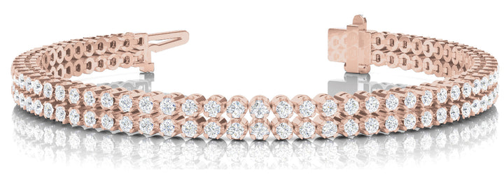 Rose Gold 3.85 CT Diamond Multi-Row Tennis Bracelet