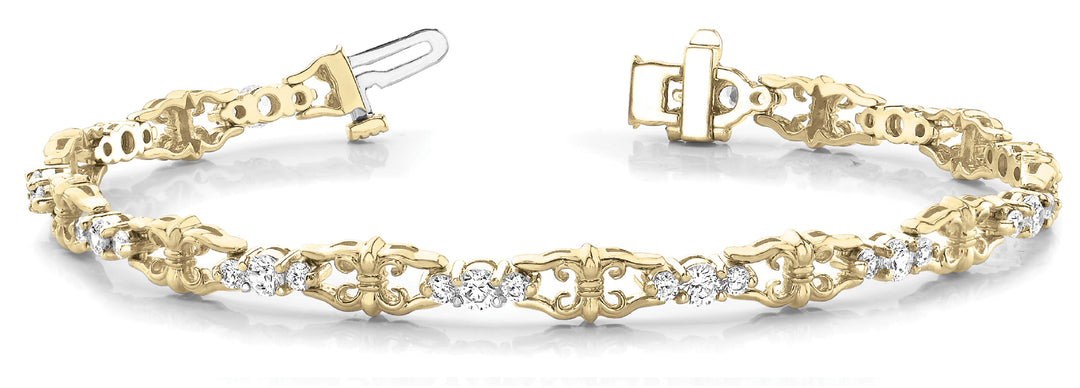 18K Yellow Gold Diamond Fashion Tennis Bracelet