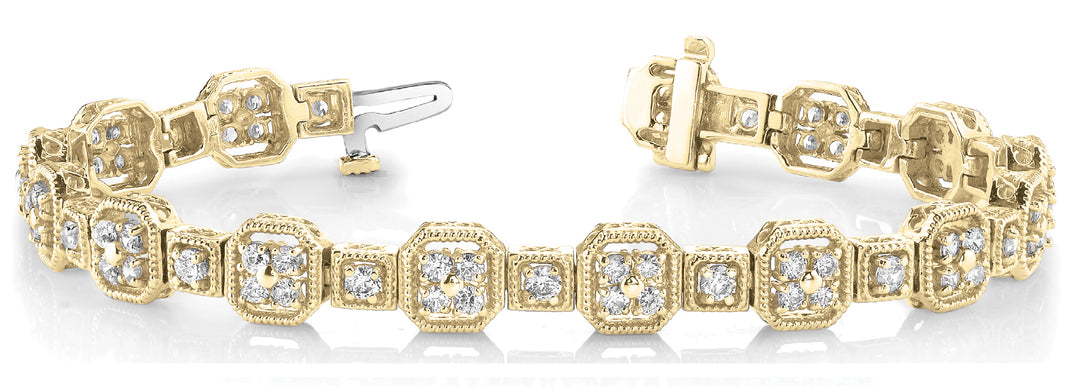 14K Yellow Gold Vintage Diamond Bracelet
