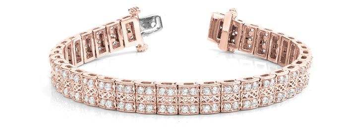 14K Rose Gold Multi-Row Diamond Tennis Bracelet