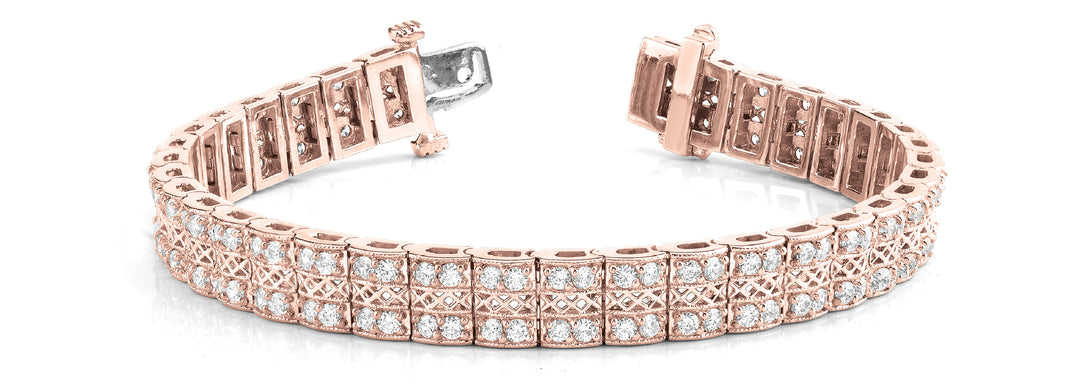 14K Rose Gold Multi-Row Diamond Tennis Bracelet