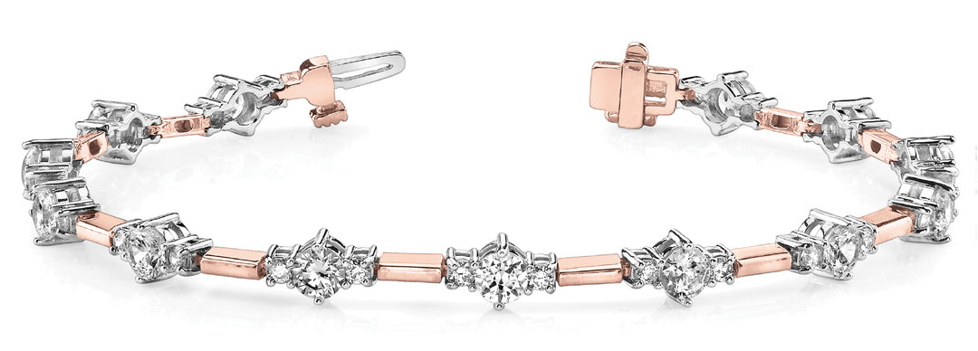 18K Rose Gold Round Diamond Fashion Bracelet