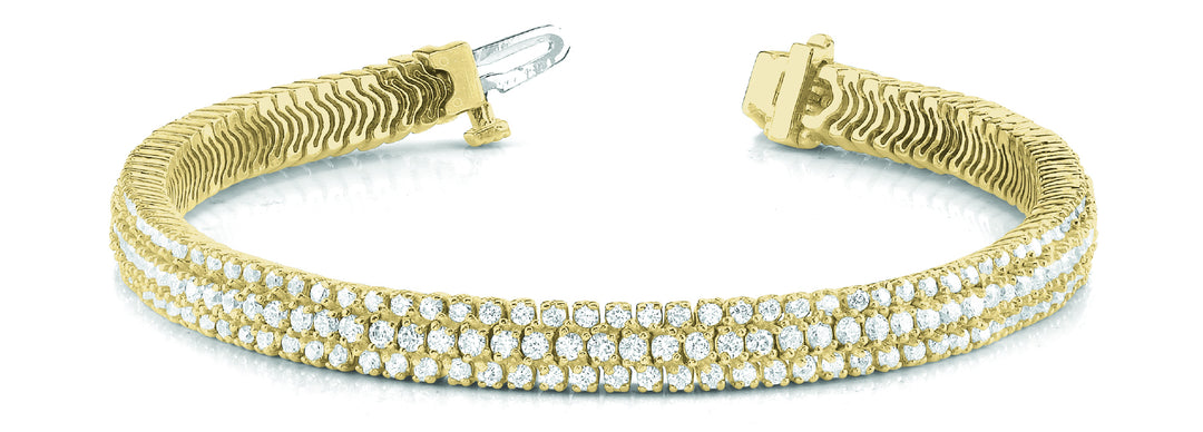 14K Yellow Gold Multi-Row Diamond Tennis Bracelet