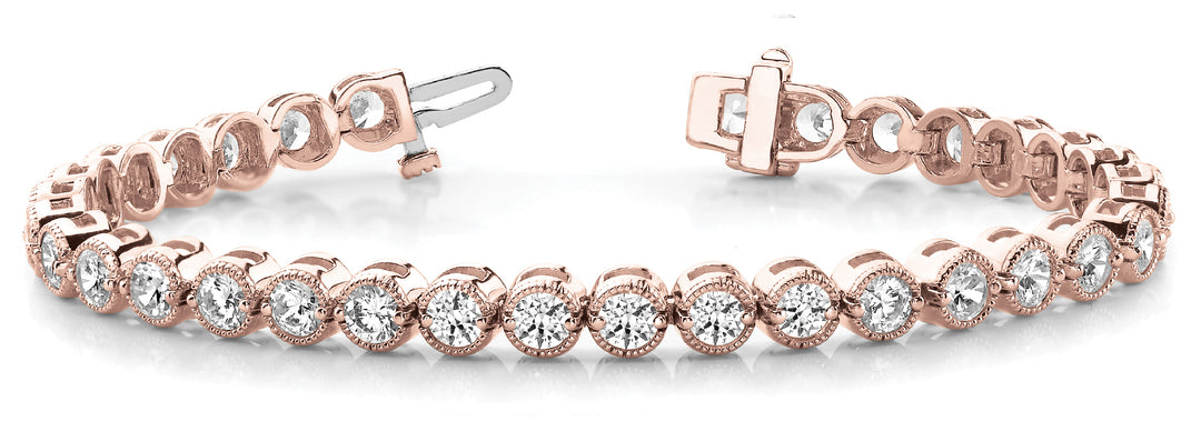 14K Rose Gold Diamond Vintage Tennis Bracelet