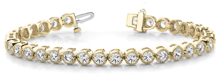 18K Yellow Gold 1 CT Diamond Vintage Tennis Bracelet