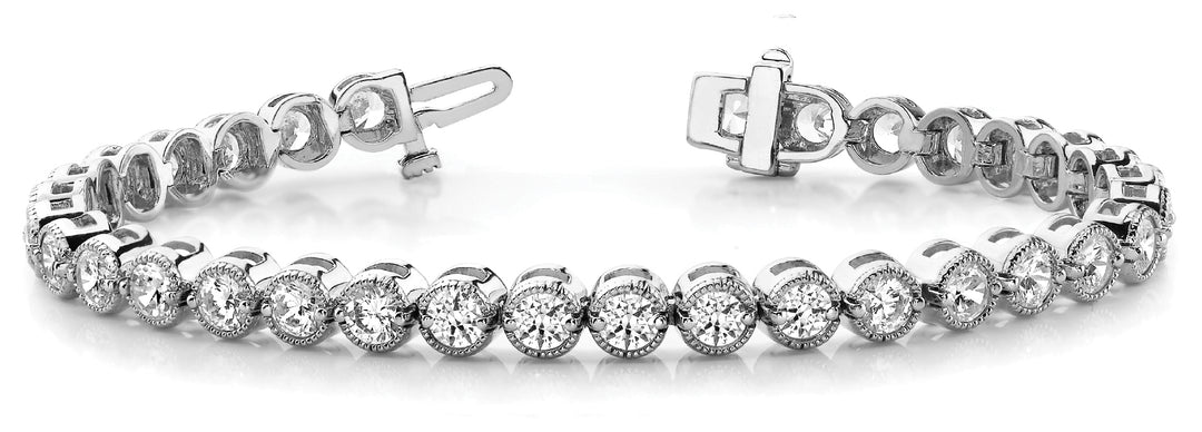 18K White Gold 1 CT Diamond Vintage Tennis Bracelet
