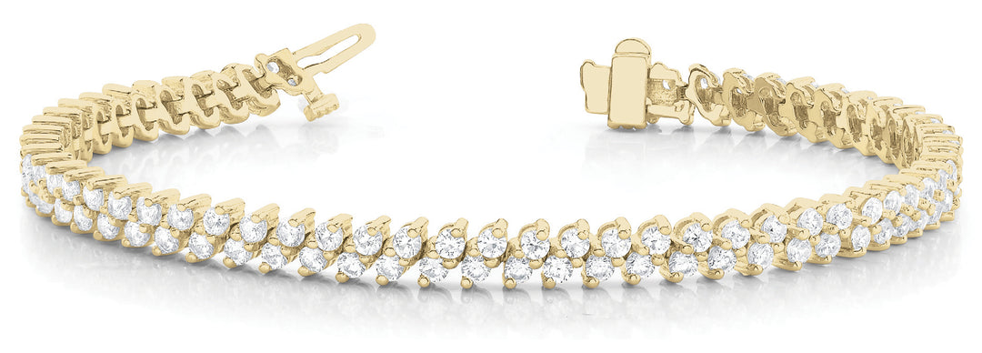 14K Yellow Gold 4ct Diamond Multi-Row Link Bracelet