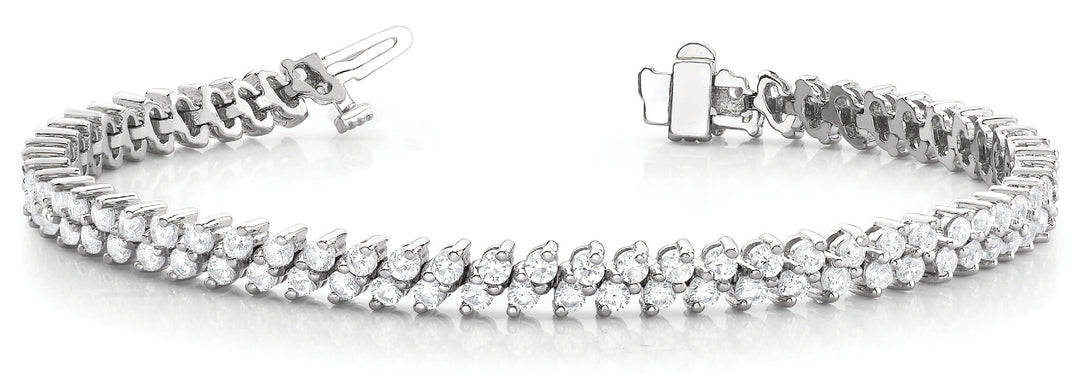 18K White Gold 4ct Diamond Multi-Row Tennis Bracelet