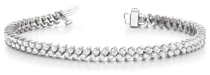 18K White Gold 4ct Diamond Multi-Row Tennis Bracelet