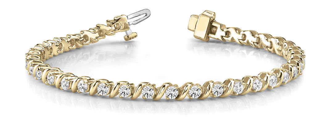 14K Yellow Gold Diamond In-Line Fashion Bracelet
