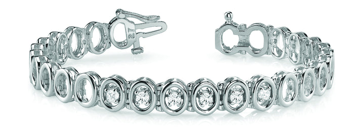 14K White Gold Round Diamond Fashion Bracelet