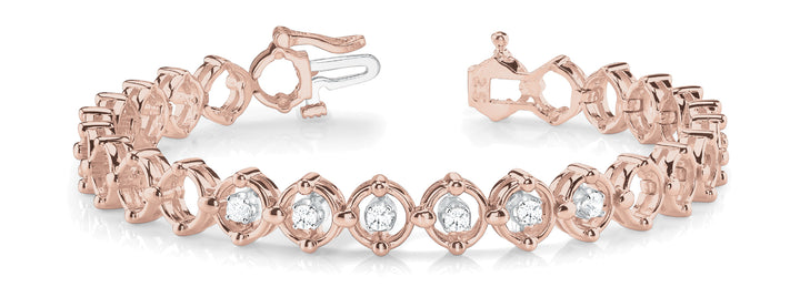 14K Rose Gold Round Diamond Fashion Bracelet