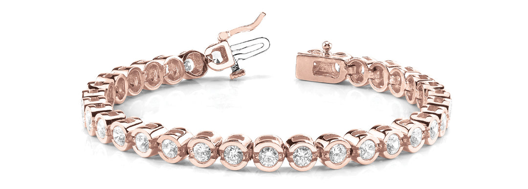 Rose Gold 1ctw Round Diamond Bezel Bracelet