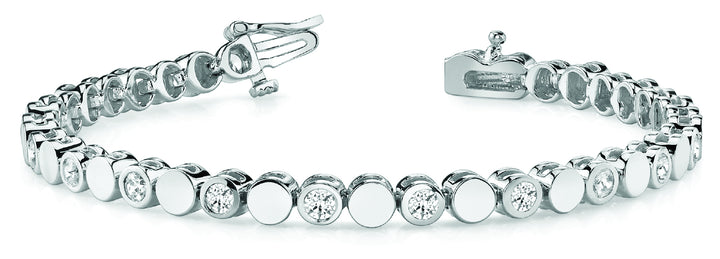 14K White Gold Round Diamond Fashion Bracelet