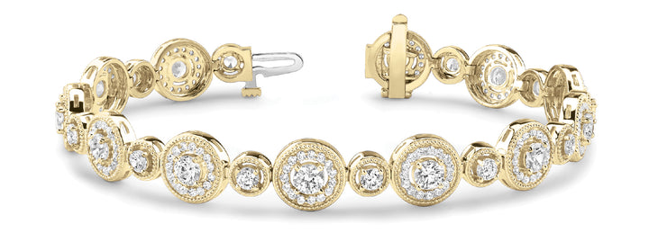 18K Yellow Gold 4 1/2 ct tw Vintage Diamond Bracelet