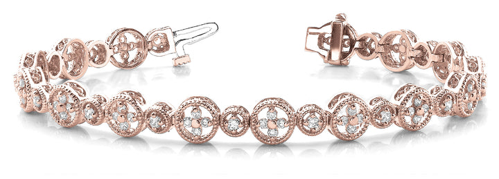 18K Rose Gold Vintage Diamond Bracelet