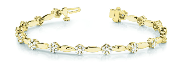18K Yellow Gold Diamond Fashion Tennis Bracelet