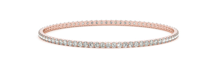 14K Rose Gold Round Diamond Bangle Bracelet - 1.75 ctw