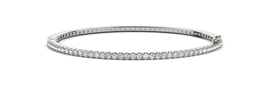 14K White Gold Diamond Fashion Bangle Bracelet