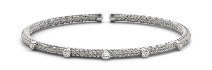 White Gold 0.10 CT Diamond Italian Bangle Bracelet