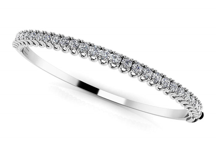 14K White Gold Diamond Fashion Bangle Bracelet
