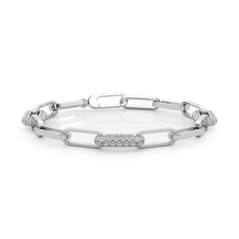 Diamond Paper Clip Link Bracelet