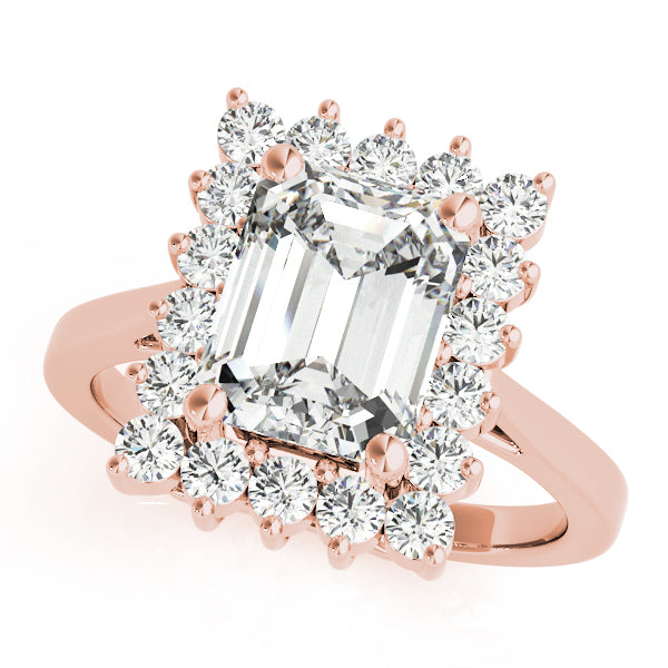 14K Rose Gold Emerald Diamond Fashion Ring