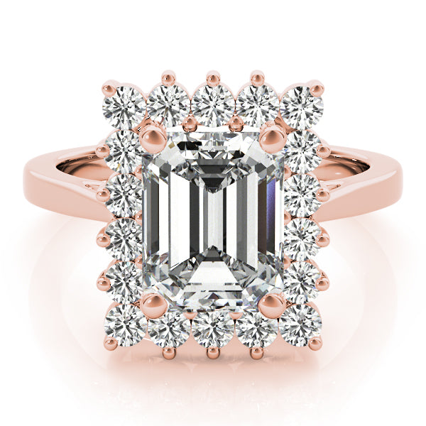 14K Rose Gold Emerald Diamond Fashion Ring