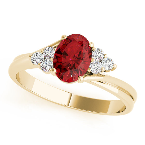 14K Yellow Gold Oval Diamond Fashion Ring