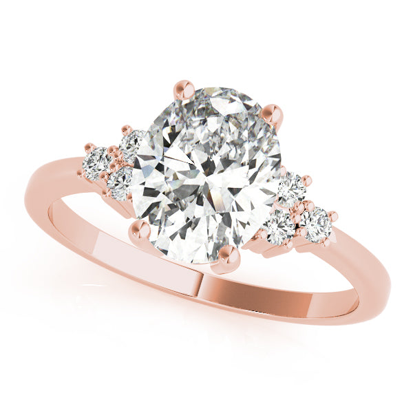 14K Rose Gold Oval Diamond Fashion Ring