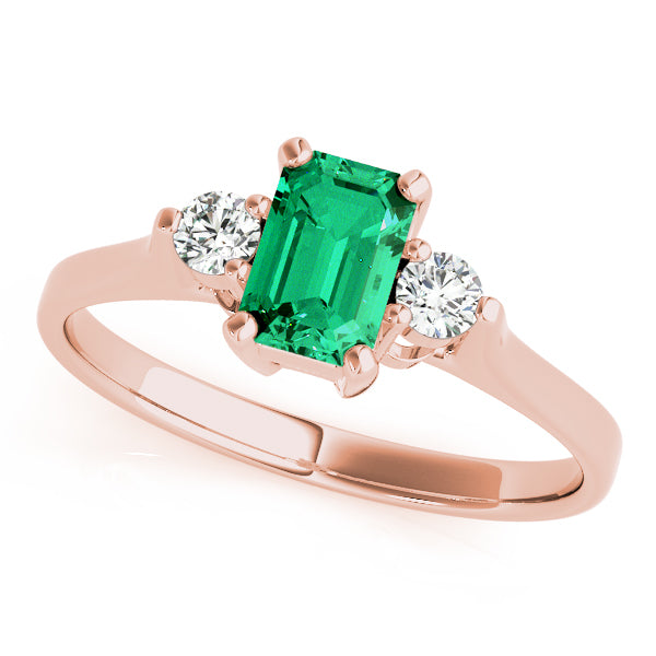 Rose Gold 0.15CT Emerald Diamond Fashion Ring