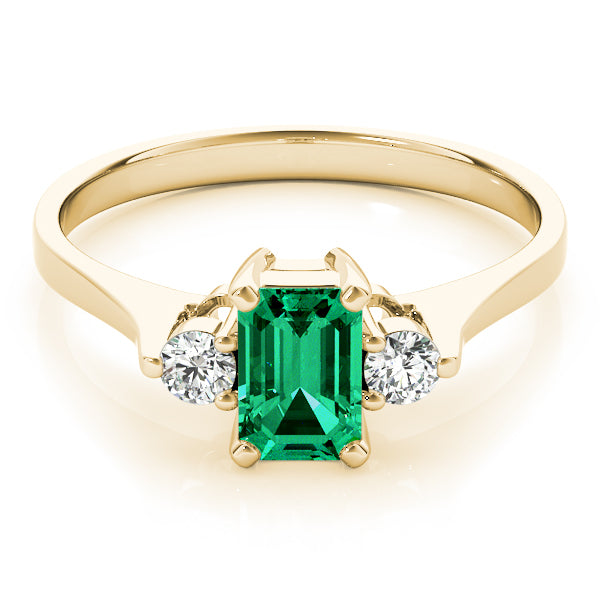 14K Yellow Gold Emerald Diamond Fashion Ring