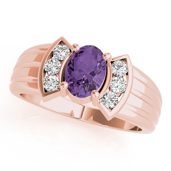 14K Rose Gold Oval Diamond Fashion Ring