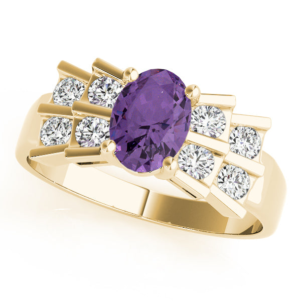 14K Yellow Gold Oval Diamond Fashion Ring