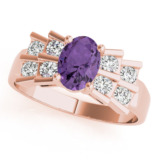 14K Rose Gold Diamond Oval Fashion Ring