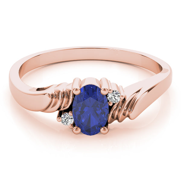 14K Rose Gold Oval Diamond Fashion Ring