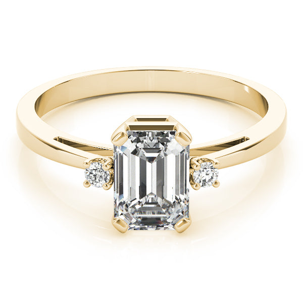 14K Yellow Gold Emerald Diamond Fashion Ring