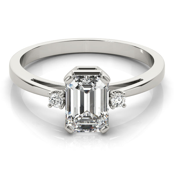 Platinum White Emerald Diamond Fashion Ring