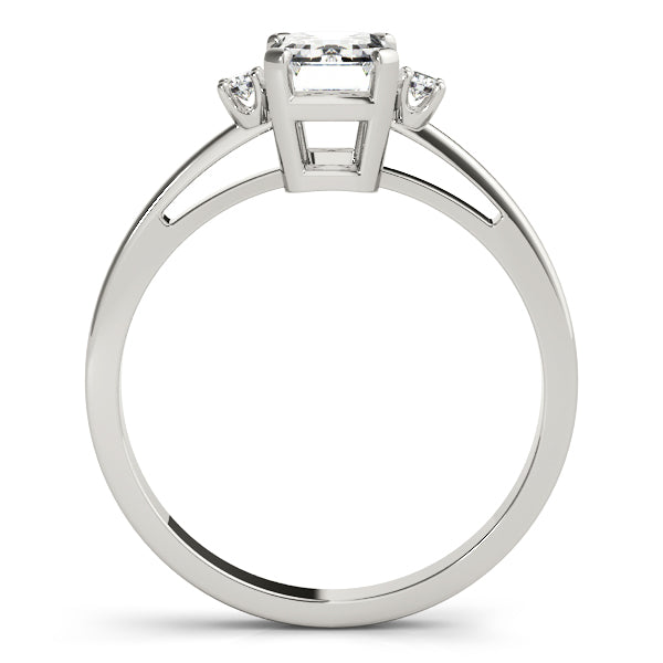 White Gold Emerald Diamond Fashion Ring 0.06ctw