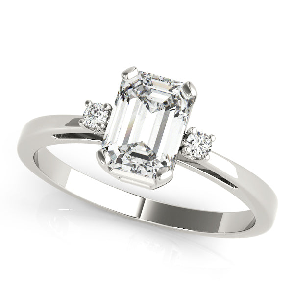 White Gold Emerald Diamond Fashion Ring 1/20 ct