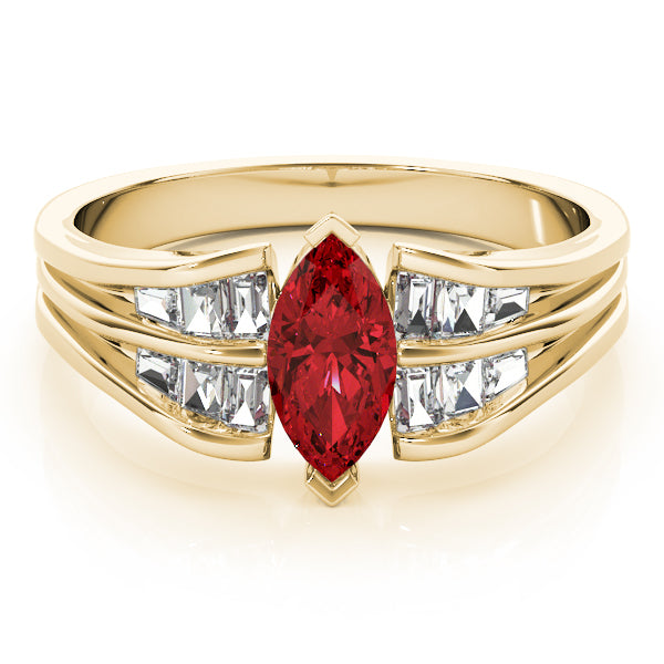 14K Yellow Gold Marquise Diamond Fashion Ring