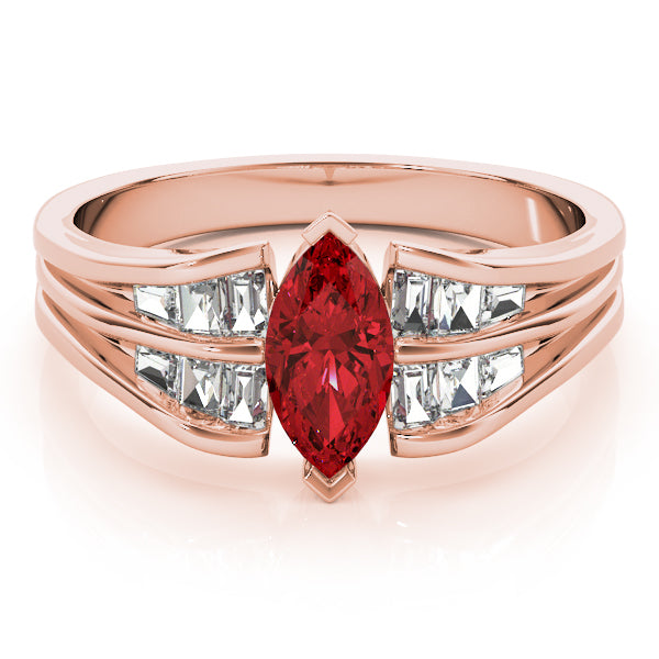 Rose Gold Marquise Diamond Fashion Statement Ring