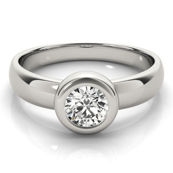 14K White Gold 1 CT Round Diamond Engagement Ring