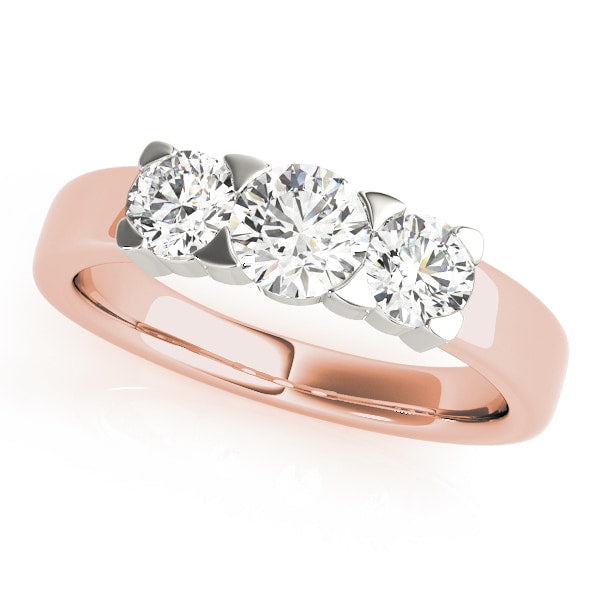 18K Rose Gold 1 ct tw Three Stone Diamond Engagement Ring