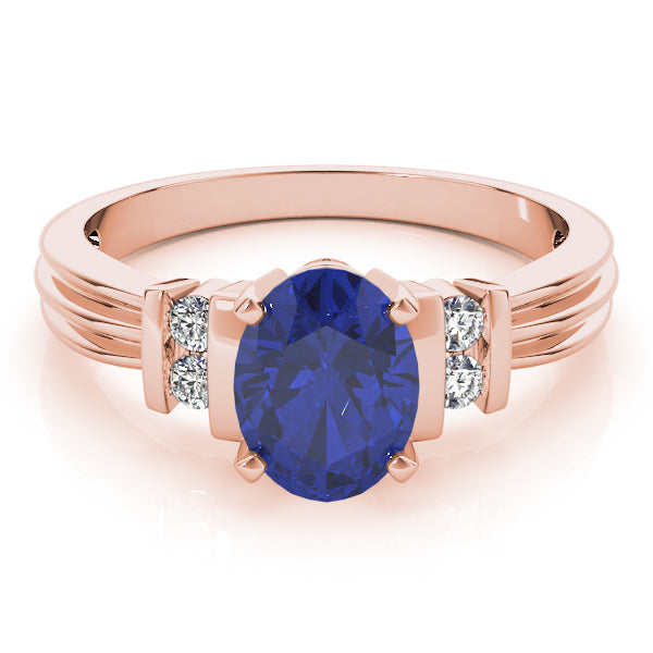 14K Rose Gold Oval Diamond Fashion Ring