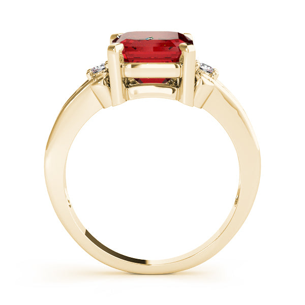 14K Yellow Gold Emerald Diamond Ring