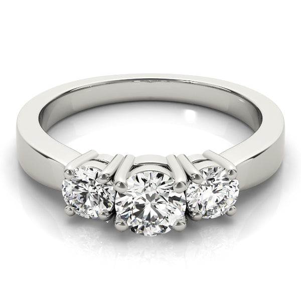 Platinum 1 CT Round Diamond Three-Stone Engagement Ring