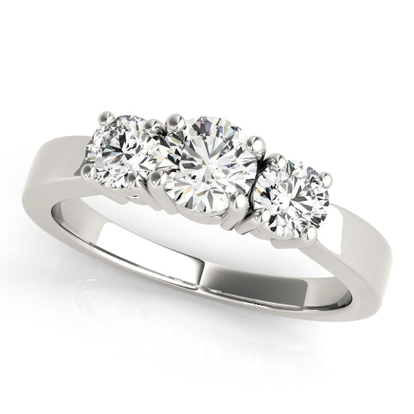18K White Gold 1 ct Diamond Three-Stone Engagement Ring